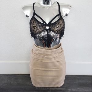 Nude Ribbed High Waisted Midi
